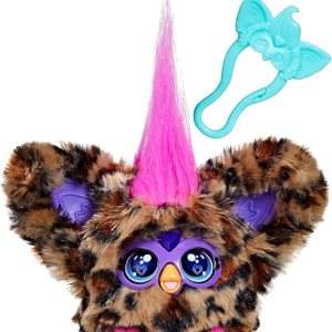 Furby Furblets Chee-Chee Mini Friend, Electronic Plush Toys for Girls & Boys 6+, Cheetah Print, Speaks Furbish & Plays Music, Series 4