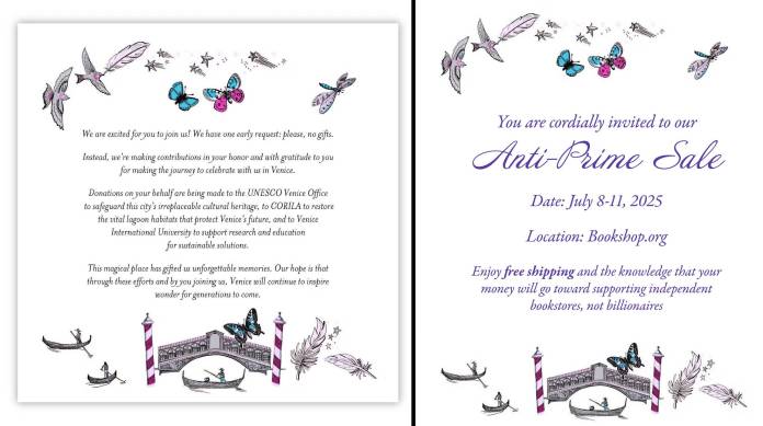 Bookshop.org mocks Jeff Bezos wedding invite in anti-Prime Day promo | TechCrunch