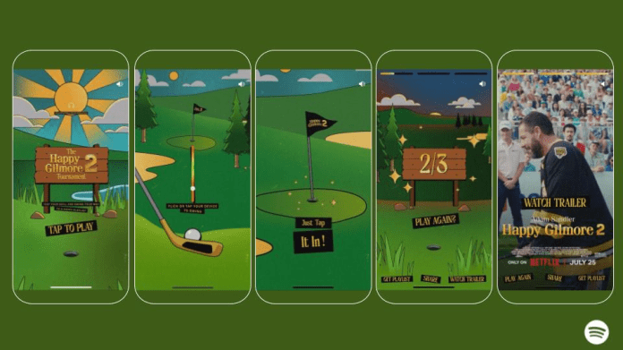 Spotify takes a swing at gaming with a mini golf game ahead of ‘Happy Gilmore 2’ release | TechCrunch