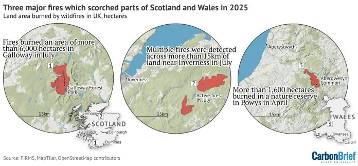 Analysis: Record UK wildfires have burned an area twice the size of Glasgow in 2025 – Carbon Brief