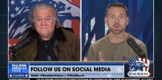 Steve Bannon, who reportedly communicated with Jeffrey Epstein extensively, nods along while his guest accuses a Democratic senator of second-hand ties to Epstein