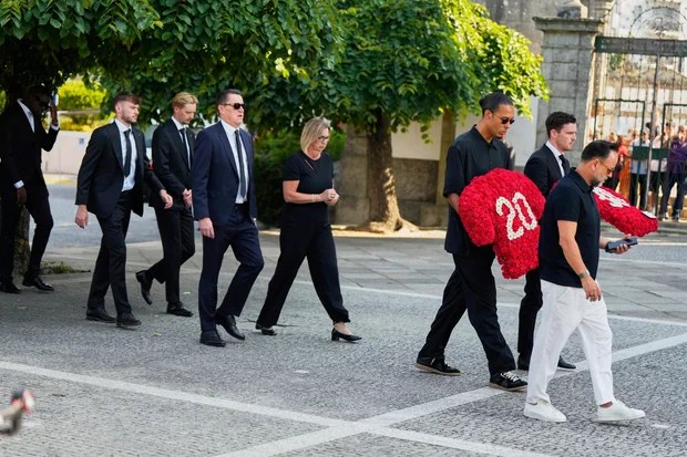Liverpool and Portugal players join Diogo Jota’s family in mourning soccer player and his brother at funeral