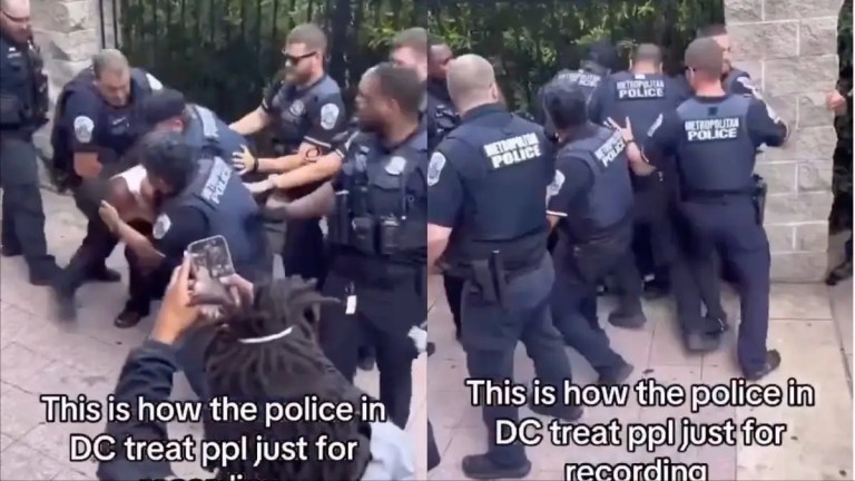 ‘A Jungle Full of Animals’: Cops’ Brutal Takedown of Black Man Filming D.C. Police Sparks Outrage, Becomes MAGA Rally Cry for Trump’s Crime Crackdown ‘A Jungle Full of Animals’: Cops’ Brutal Takedown of Black Man Filming D.C. Police Sparks Outrage, Becomes MAGA Rally Cry for Trump’s Crime Crackdown