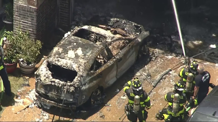 Electrical car catches fire at North Texas home, causes major damage Electrical car catches fire at North Texas home, causes major damage