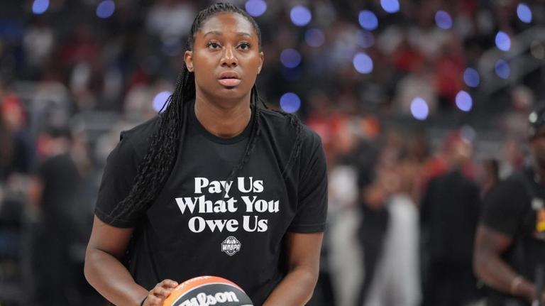 WNBA players wear ‘pay us what you owe us’ shirts before All-Star game WNBA players wear ‘pay us what you owe us’ shirts before All-Star game