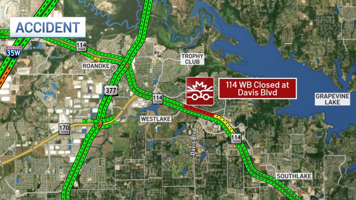 One killed, freeway closed after crash on SH-114 on Wednesday morning