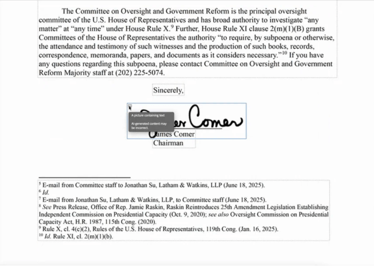 Lead investigator into Biden’s use of an autopen signed letters with a digital signature Lead investigator into Biden’s use of an autopen signed letters with a digital signature