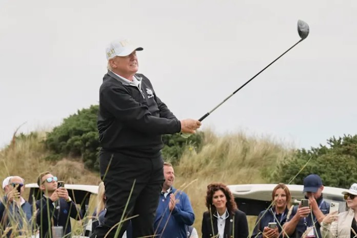 The Latest: Trump inaugurates his family’s newest luxury golf course in Scotland