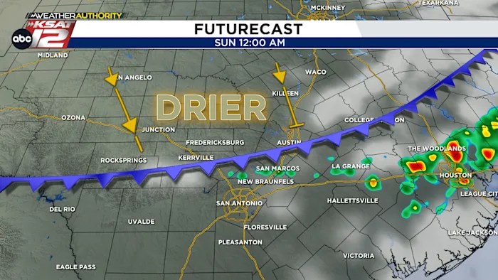 Near-record heat Saturday, much drier, breezy on Sunday Near-record heat Saturday, much drier, breezy on Sunday