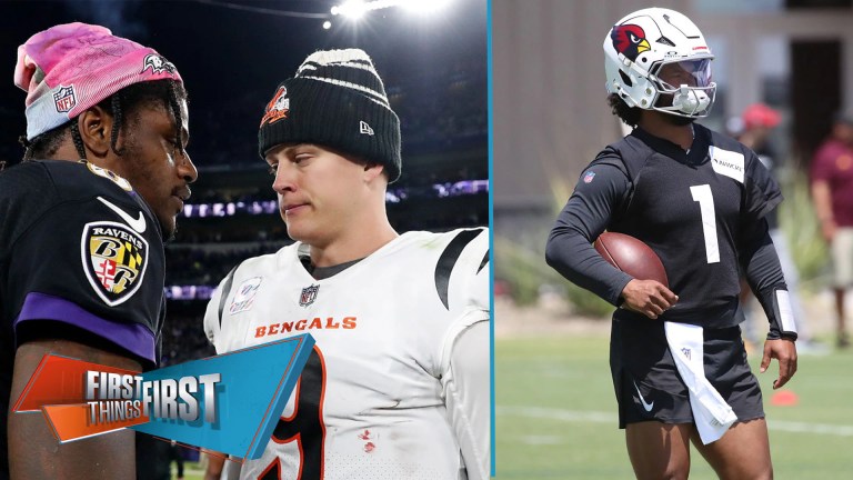 Joe Burrow slips underneath Lamar, Kyler Murray at bottom of Mahomes Mountain | First Things First Joe Burrow slips underneath Lamar, Kyler Murray at bottom of Mahomes Mountain | First Things First