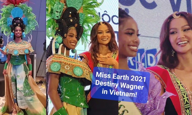 Miss Earth 2021catwalk xuất hiện ở họp báo khiến H'Hen Niê bất ngờ | Destiny Wagner comes to Vietnam Miss Earth 2021catwalk xuất hiện ở họp báo khiến H'Hen Niê bất ngờ | Destiny Wagner comes to Vietnam