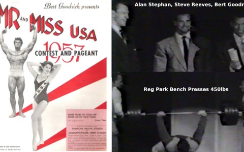 Steve Reeves, Clancy Ross, Vince Gironda, Reg Park, Dick Dubois At Bert Goodrich's 1957 Mr. USA Steve Reeves, Clancy Ross, Vince Gironda, Reg Park, Dick Dubois At Bert Goodrich's 1957 Mr. USA