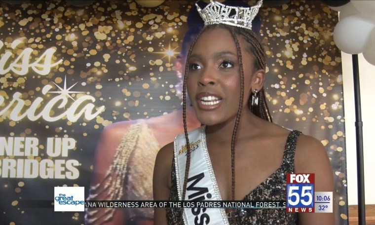 Cydney Bridges celebrates after competing in the Miss America Pageant Cydney Bridges celebrates after competing in the Miss America Pageant