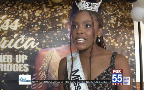 Cydney Bridges celebrates after competing in the Miss America Pageant Cydney Bridges celebrates after competing in the Miss America Pageant