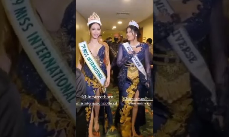 Harnaaz Sandhu, Miss Universe 2021, and Bint Sireethorn, Miss International 2019, look stunning in kebaya outfits Harnaaz Sandhu, Miss Universe 2021, and Bint Sireethorn, Miss International 2019, look stunning in kebaya outfits