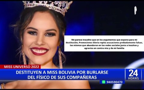 Miss Universo 2022: destituyen a Miss Bolivia por burlarse del fÃsico de sus compañeras Miss Universo 2022: destituyen a Miss Bolivia por burlarse del fÃsico de sus compañeras
