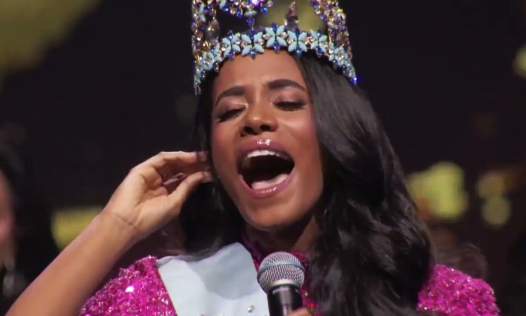 “Never Enough” by Toni-Ann Singh during Miss World “Never Enough” by Toni-Ann Singh during Miss World