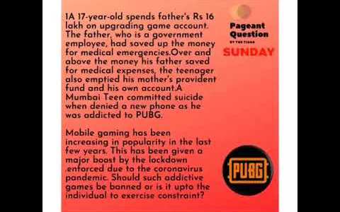 PAGEANT QUESTION ON GAMING LIKE PUBG. BEST PAGEANT COACHING BY THE TIARA IN INDIA PAGEANT QUESTION ON GAMING LIKE PUBG. BEST PAGEANT COACHING BY THE TIARA IN INDIA