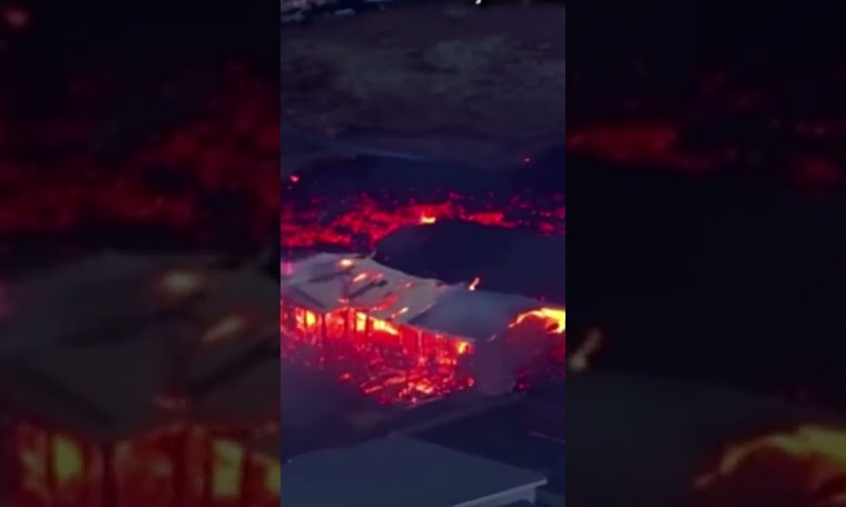 Horrifying drone footage shows scorching volcanic lava engulfing Iceland homes. Horrifying drone footage shows scorching volcanic lava engulfing Iceland homes.