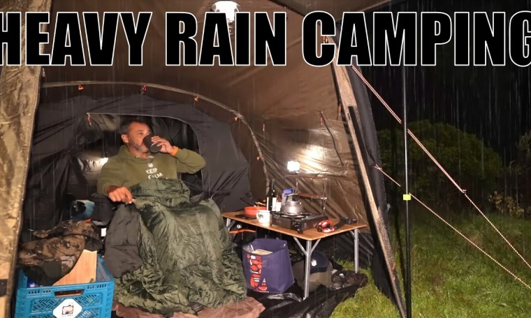 Car Camping in Rain Storm on Mountain – OZTent AT4 Air Tent Car Camping in Rain Storm on Mountain – OZTent AT4 Air Tent