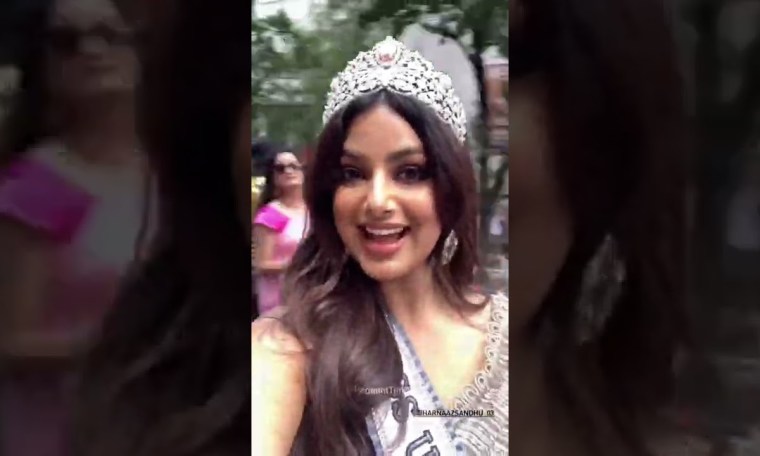 Miss Universe Harnaaz Kaur Sandhu and Actor Allu Arjun Take the Stage at India Day Parade in New York Miss Universe Harnaaz Kaur Sandhu and Actor Allu Arjun Take the Stage at India Day Parade in New York