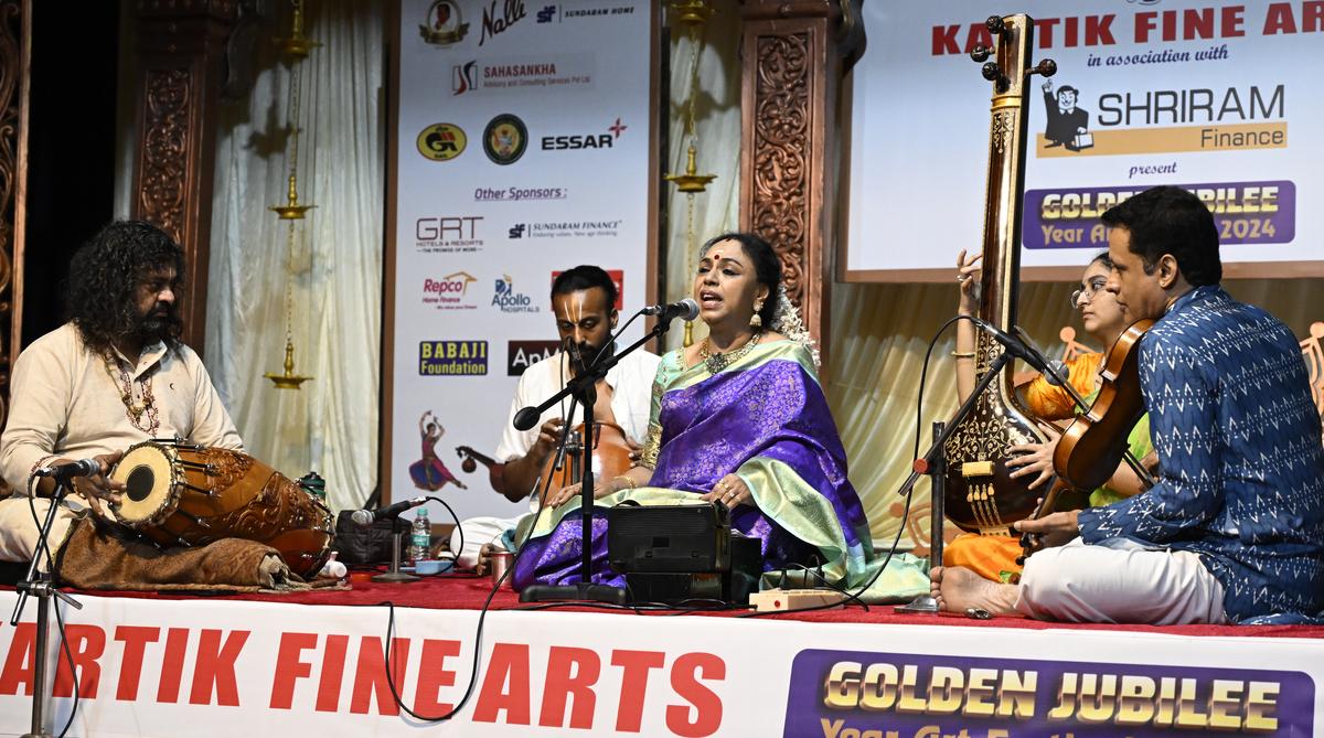 Sudha Ragunathan with Embar Kannan, Patri Satish Kumar and S. Krishna Sudha Ragunathan with Embar Kannan, Patri Satish Kumar and S. Krishna