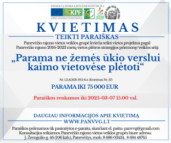 Atnaujintas Kvietimas Nr. 37 teikti paraiškas ne žemės ūkio verslo plėtrai Atnaujintas Kvietimas Nr. 37 teikti paraiškas ne žemės ūkio verslo plėtrai