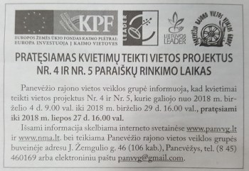 Pratęsiamas kvietimų teikti vietos projektus Nr. 4 ir Nr. 5 paraiškų rinkimo laikas Pratęsiamas kvietimų teikti vietos projektus Nr. 4 ir Nr. 5 paraiškų rinkimo laikas