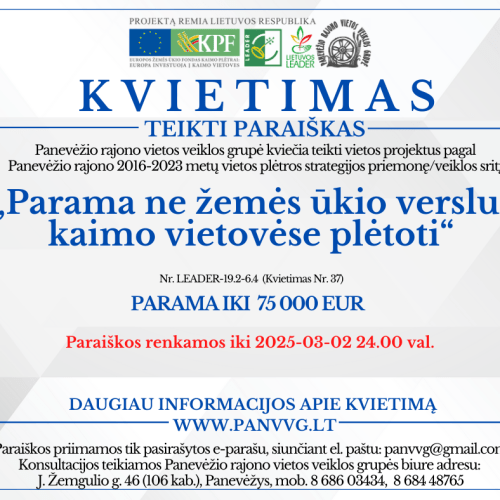 Kvietimas Nr. 37 teikti paraiškas ne žemės ūkio verslo plėtrai Kvietimas Nr. 37 teikti paraiškas ne žemės ūkio verslo plėtrai