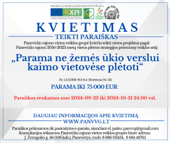 Kvietimas Nr. 35 teikti paraiškas ne žemės ūkio verslo plėtrai Kvietimas Nr. 35 teikti paraiškas ne žemės ūkio verslo plėtrai