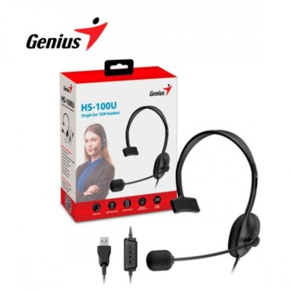 AURICULAR GENIUS HS-100U BLACK USB AURICULAR GENIUS HS-100U BLACK USB