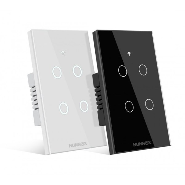 TECLA HUNNOX SMART TACTIL 4 CANALES BLANCO TECLA HUNNOX SMART TACTIL 4 CANALES BLANCO