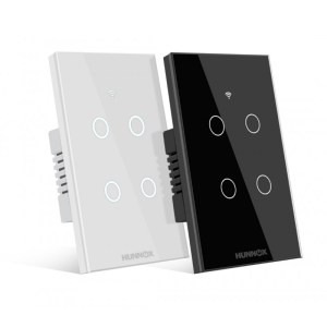 TECLA HUNNOX SMART TACTIL 4 CANALES BLANCO TECLA HUNNOX SMART TACTIL 4 CANALES BLANCO