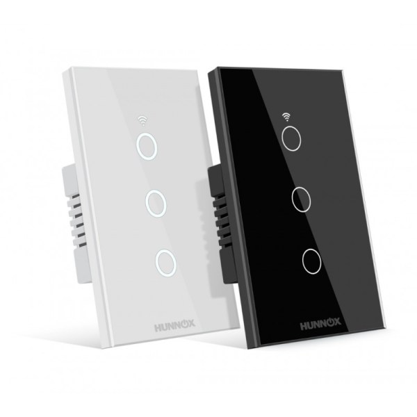 TECLA HUNNOX SMART TACTIL 3 CANALES BLANCO TECLA HUNNOX SMART TACTIL 3 CANALES BLANCO