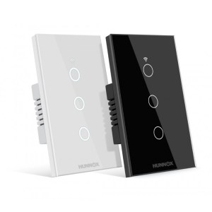 TECLA HUNNOX SMART TACTIL 3 CANALES BLANCO TECLA HUNNOX SMART TACTIL 3 CANALES BLANCO