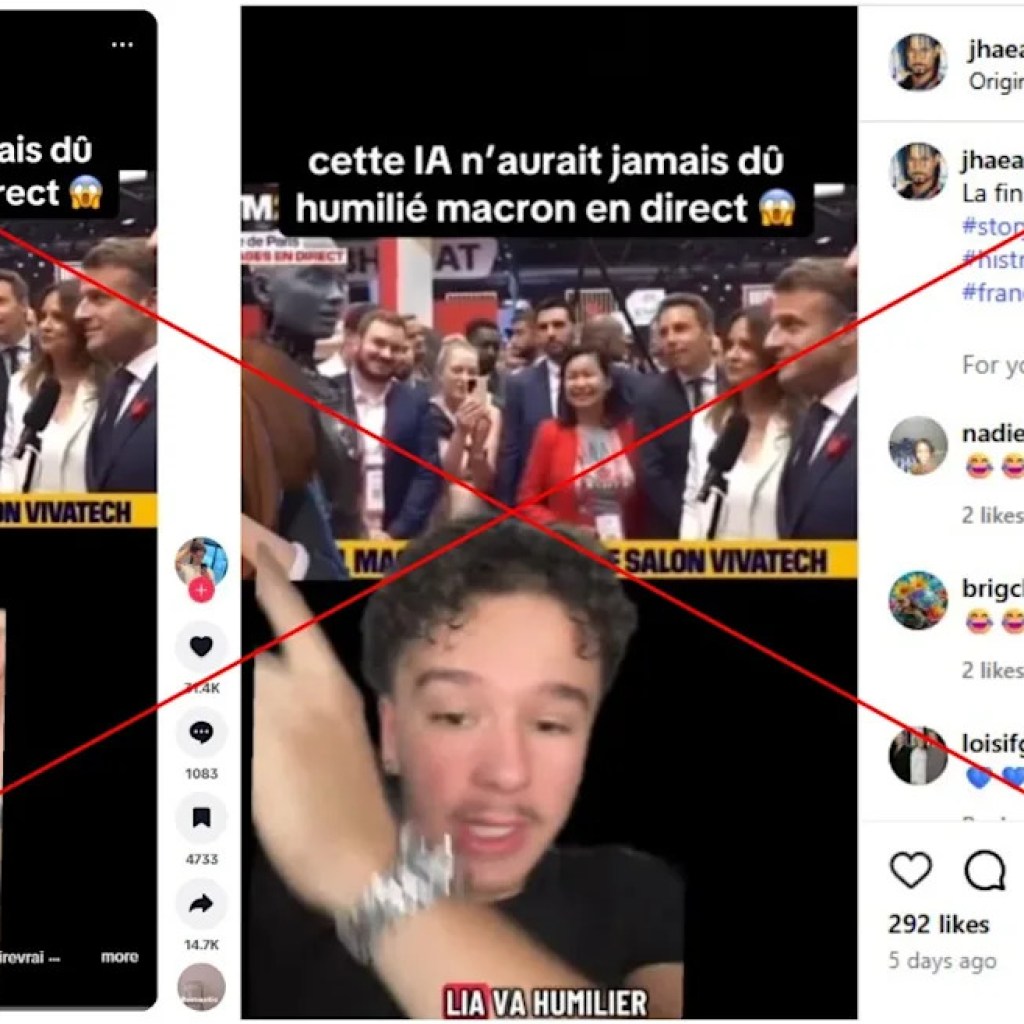 Un robot doté d’IA qui « humilie » Emmanuel Macron ? C’est un montage Un robot doté d’IA qui « humilie » Emmanuel Macron ? C’est un montage