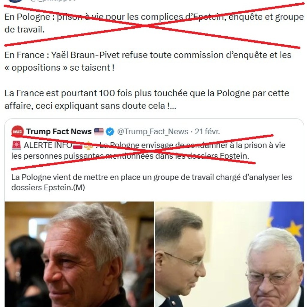 Non, la Pologne ne prévoit pas « la prison à vie » pour les complices de Jeffrey Epstein Non, la Pologne ne prévoit pas « la prison à vie » pour les complices de Jeffrey Epstein