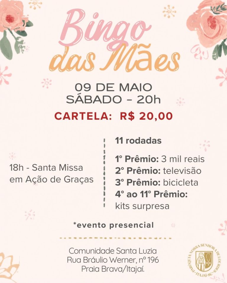 Participe do Bingo das Mães na Comunidade Santa Luzia Participe do Bingo das Mães na Comunidade Santa Luzia