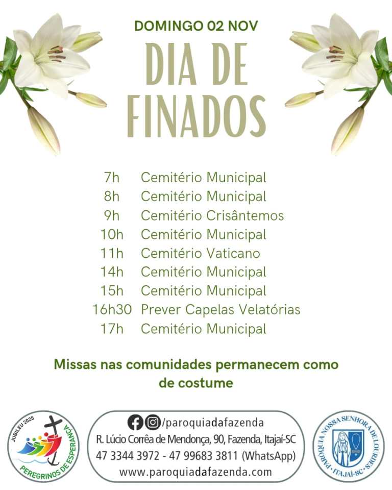 Paróquia divulga programação especial para o Dia de Finados Paróquia divulga programação especial para o Dia de Finados