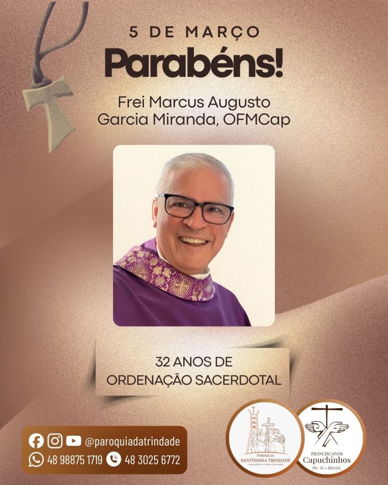 Hoje é dia de celebrar a vocação de Frei Marcus Hoje é dia de celebrar a vocação de Frei Marcus