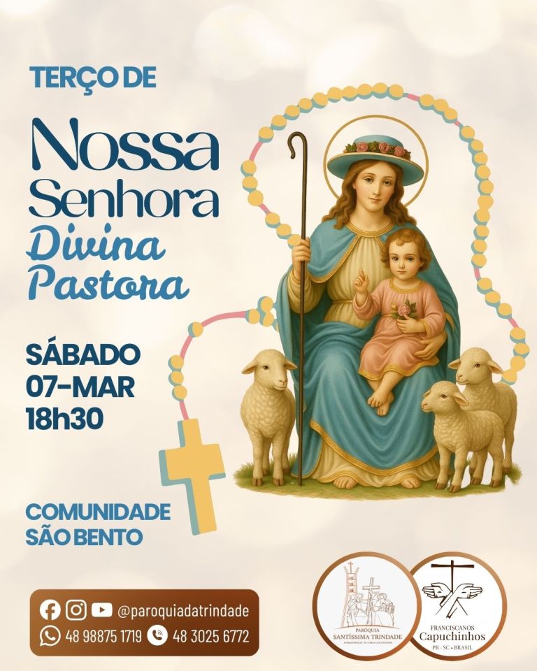 Terço de Nossa Senhora Divina Pastora acontece no próximo sábado Terço de Nossa Senhora Divina Pastora acontece no próximo sábado