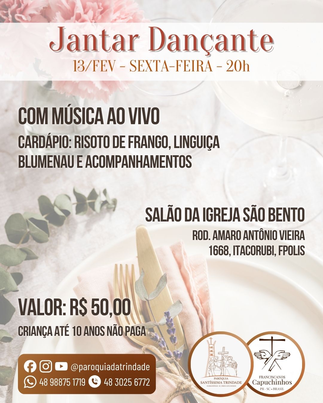 Participe do Jantar Dançante na Comunidade São Bento Participe do Jantar Dançante na Comunidade São Bento