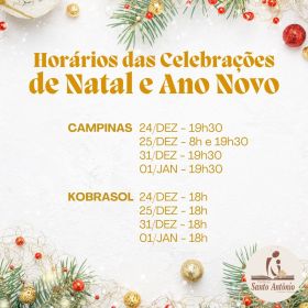 Horários de Natal e Ano Novo na Paróquia Santo Antônio Horários de Natal e Ano Novo na Paróquia Santo Antônio