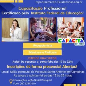 Cursos Gratuitos de Capacitação Profissional em Campinas com Certificado do Instituto Federal de Educação Cursos Gratuitos de Capacitação Profissional em Campinas com Certificado do Instituto Federal de Educação
