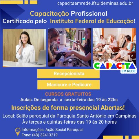 Cursos Gratuitos de Capacitação Profissional em Campinas com Certificado do Instituto Federal de Educação Cursos Gratuitos de Capacitação Profissional em Campinas com Certificado do Instituto Federal de Educação