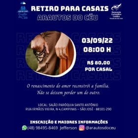 Inscrições abertas para o retiro de casais do Grupo Arautos do Céu Inscrições abertas para o retiro de casais do Grupo Arautos do Céu