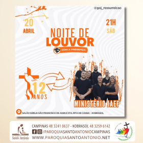 Kobrasol: G.O. J. Ressureição celebração 12 anos com Noite de Louvor Kobrasol: G.O. J. Ressureição celebração 12 anos com Noite de Louvor