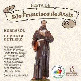 Festa de São Francisco de Assis acontece em outubro no Kobrasol Festa de São Francisco de Assis acontece em outubro no Kobrasol