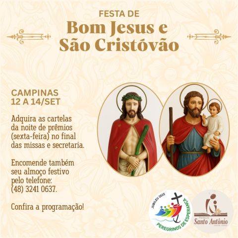 Festa de Bom Jesus e São Cristóvão acontece neste mês de setembro Festa de Bom Jesus e São Cristóvão acontece neste mês de setembro