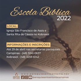 Escola Bíblica 2022 inicia em 2 de maio Escola Bíblica 2022 inicia em 2 de maio